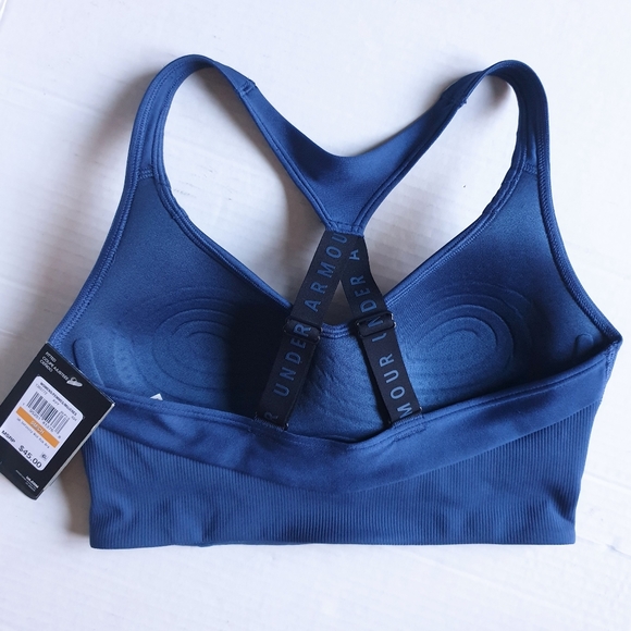 Under Armour Wm's UA Indigo Blue Infinity Medium Impact Racerback Sports Bra SM - Picture 10 of 16